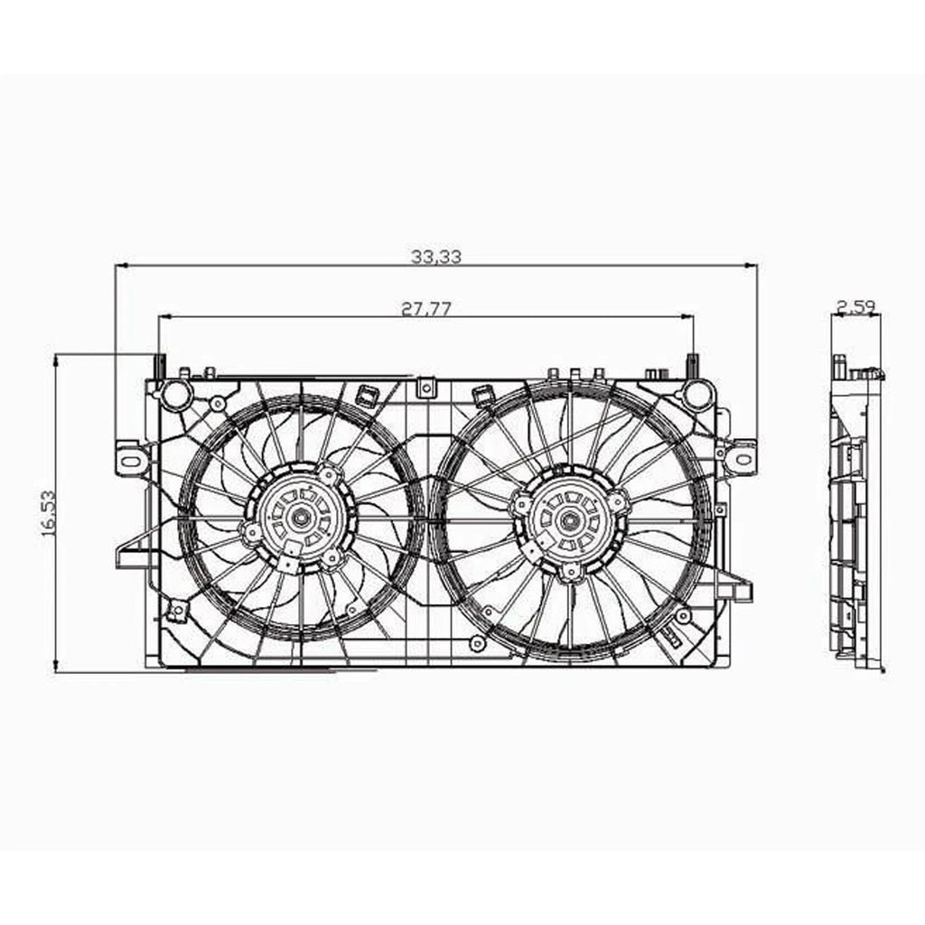 Replacement Dual Fan Assembly For 2008-2009 Buick Allure (Canada)