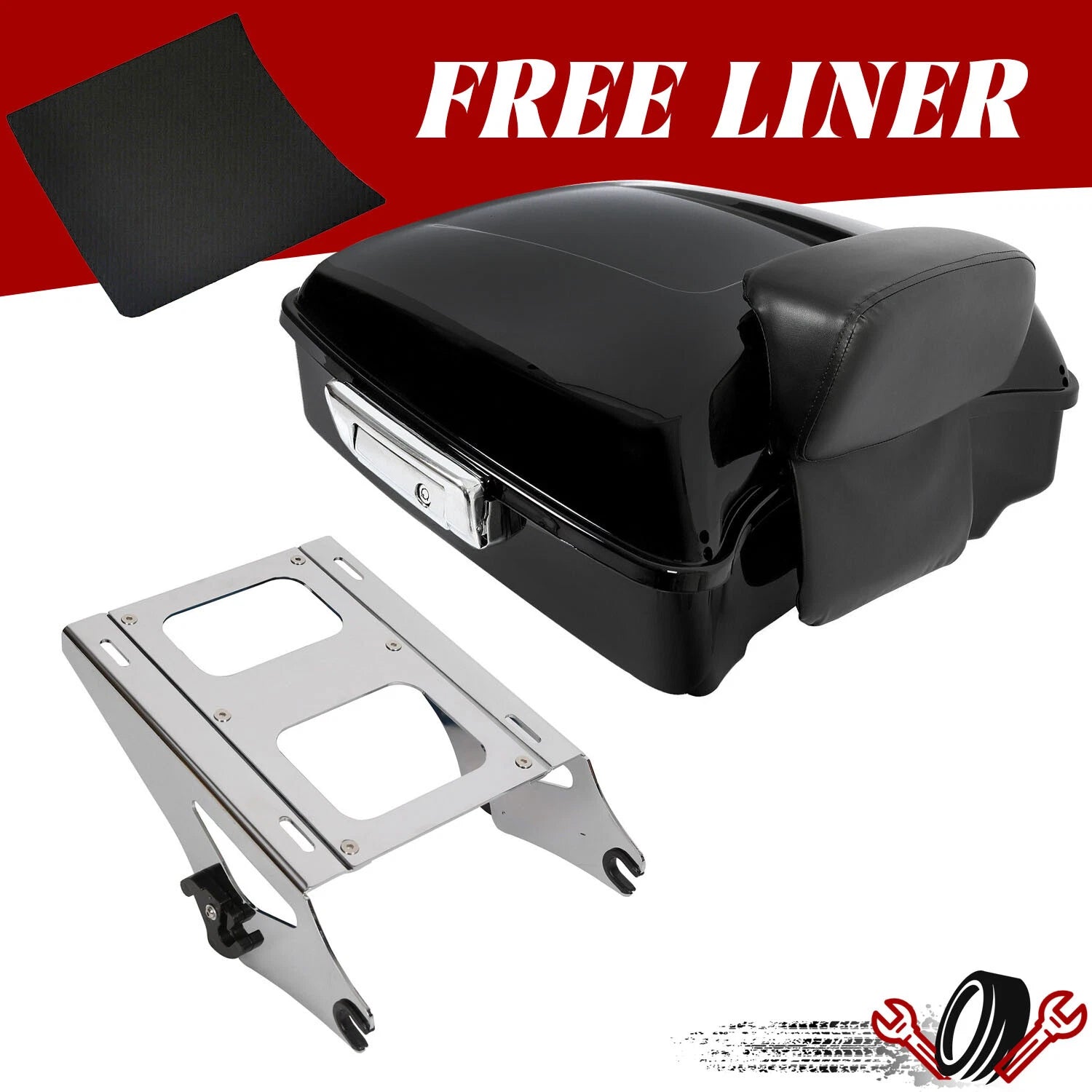 Chopped Luggage Trunk Backrest Rack for Harley Road Street Glide (2014–2026)