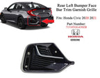 Rear Left Bumper Face Bar Trim Garnish Grille for Honda Civic (2020–2021)