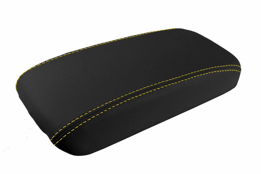 Leather Console Lid Armrest Cover for Honda Civic (2006–2011) Yellow Stitch