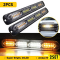 Set of 4 Amber 24LED Strobe Bar Lights for Trucks