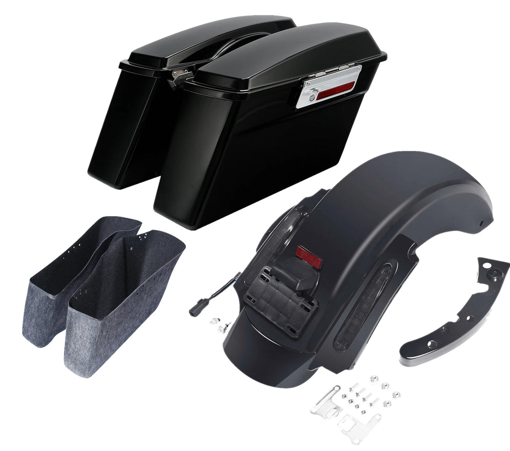 Hard Saddlebags & Smoked LED Rear Fender for Harley Street Road Glide (2009–2013)