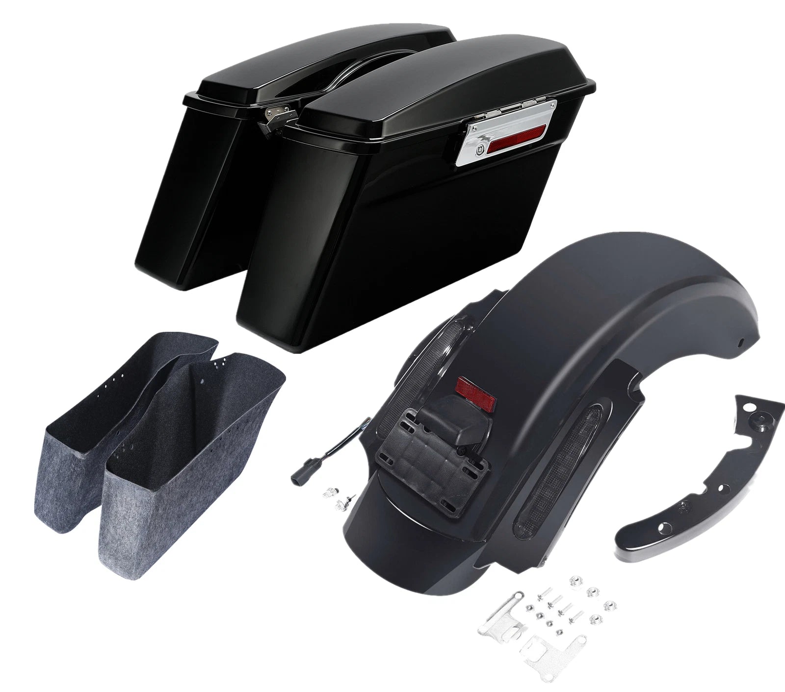 Hard Saddlebags & Smoked LED Rear Fender for Harley Street Road Glide (2009–2013)