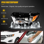 Driver Side Headlight Assembly for Ford Edge (2015–2018) Black