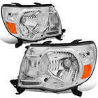 Pair of Chrome Housing Amber Corner Headlights for Toyota Tacoma (2005–2011)