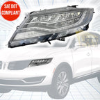 LED Headlight for Lincoln MKX (2016–2018) LH Driver Side w/o AFS w/o Balaster