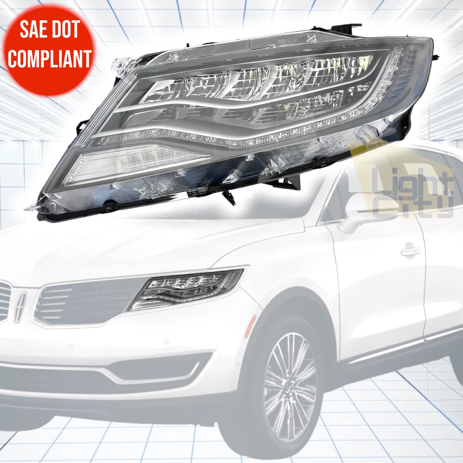 LED Headlight for Lincoln MKX (2016–2018) LH Driver Side w/o AFS w/o Balaster