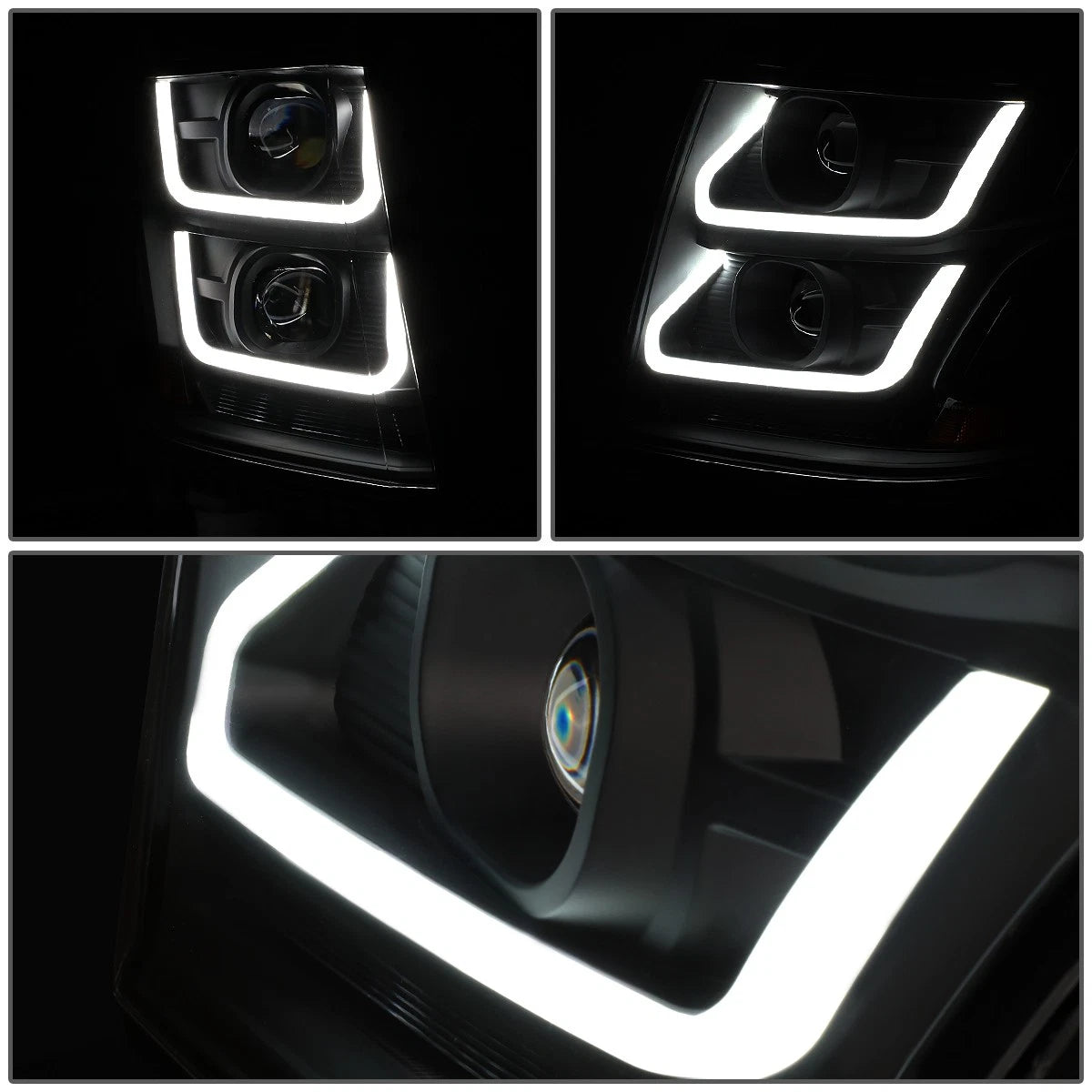 LED Black Amber Corner Projector Headlight for Suburban Tahoe (2015–2020)