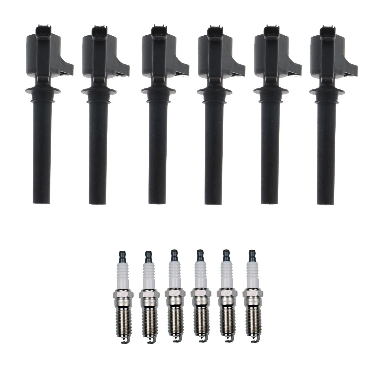 Set of 6 Ignition Coils & Spark Plugs for Mazda Tribute V6 (2001–2006)