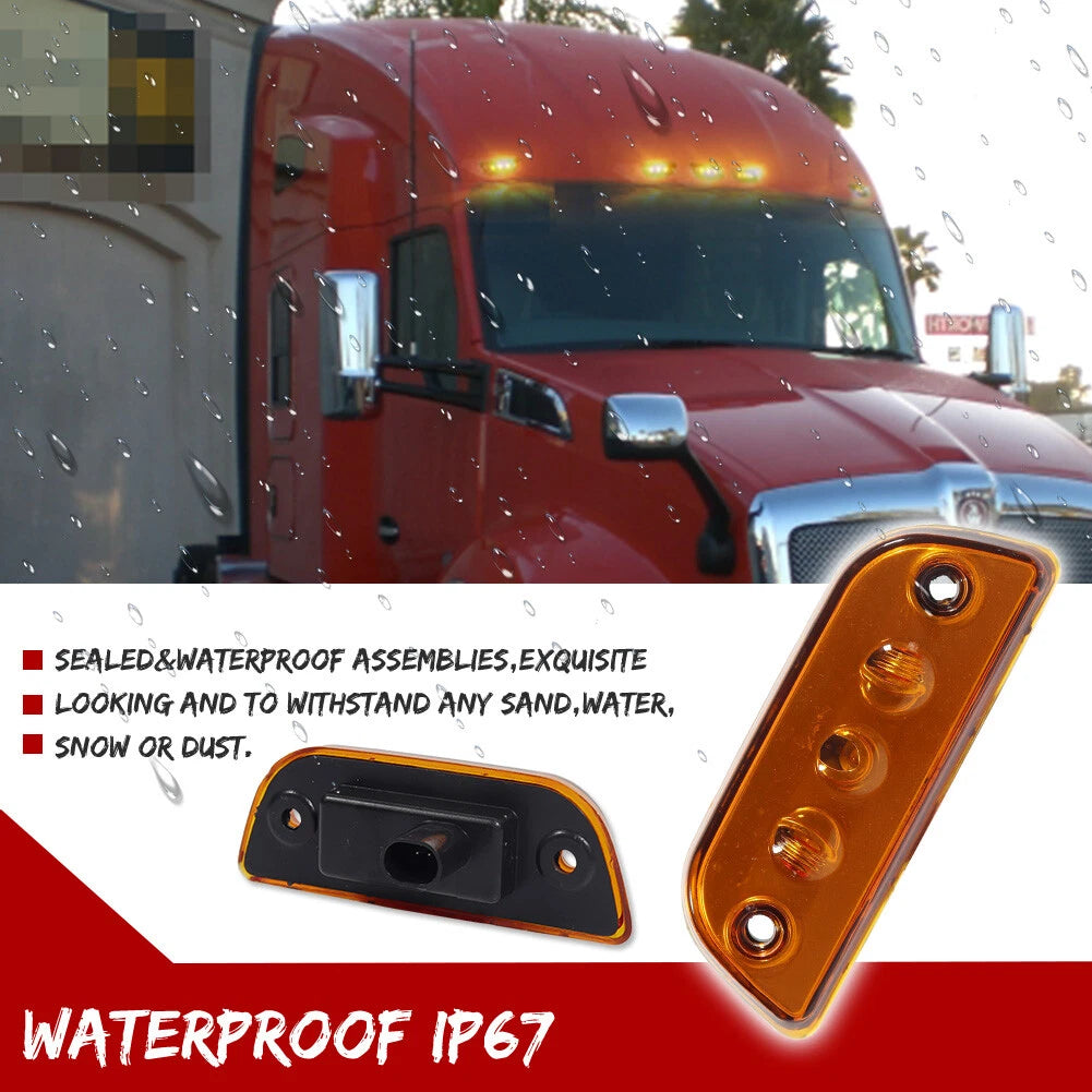 5pc Amber LED Roof Clearance Marker Light for Kenworth T680 T770 T880