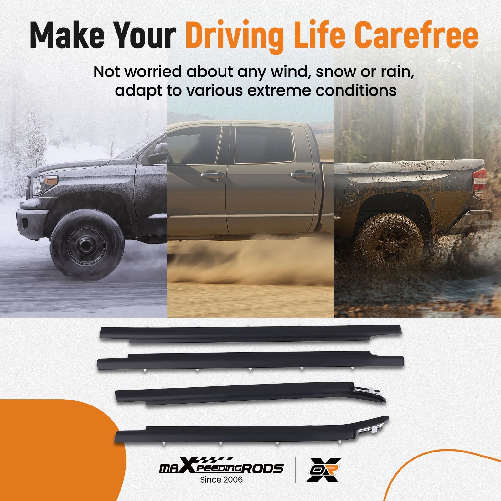 Set of 4 Window Moulding Trim Weatherstrip for Toyota Tundra (2000–2006)