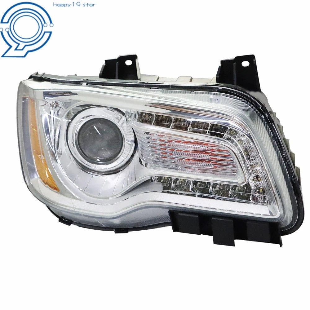Right Side Headlight Assembly for Chrysler 300 (2011–2014) Halogen Chrome Clear