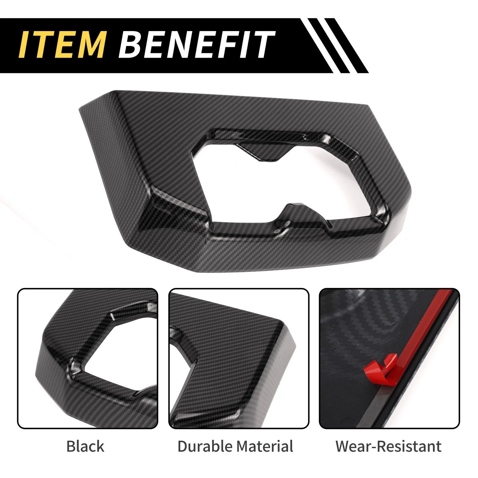 Carbon Fiber Pattern Armrest Box Rear Cup Holder Covers for Toyota Tundra (2022–2024)