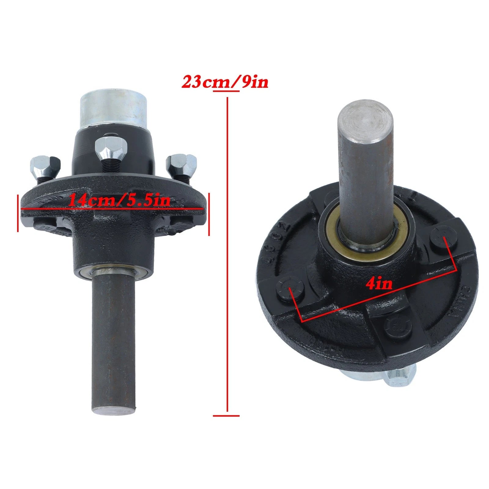 Set of 4 Pre-Assembled Hub & Round BT8 Spindles for Idler 4 on 4" Bolt