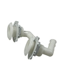 2X 100 Degree Plastic Thru Hull for Hose Barb, White (3/4in)