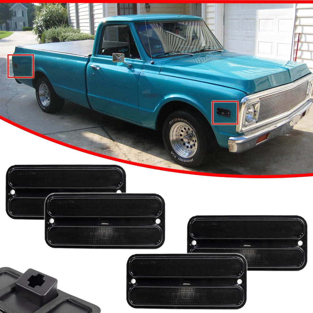 Set of 4 Smoked Side Marker Lights for Chevy GMC Truck (1968–1972)
