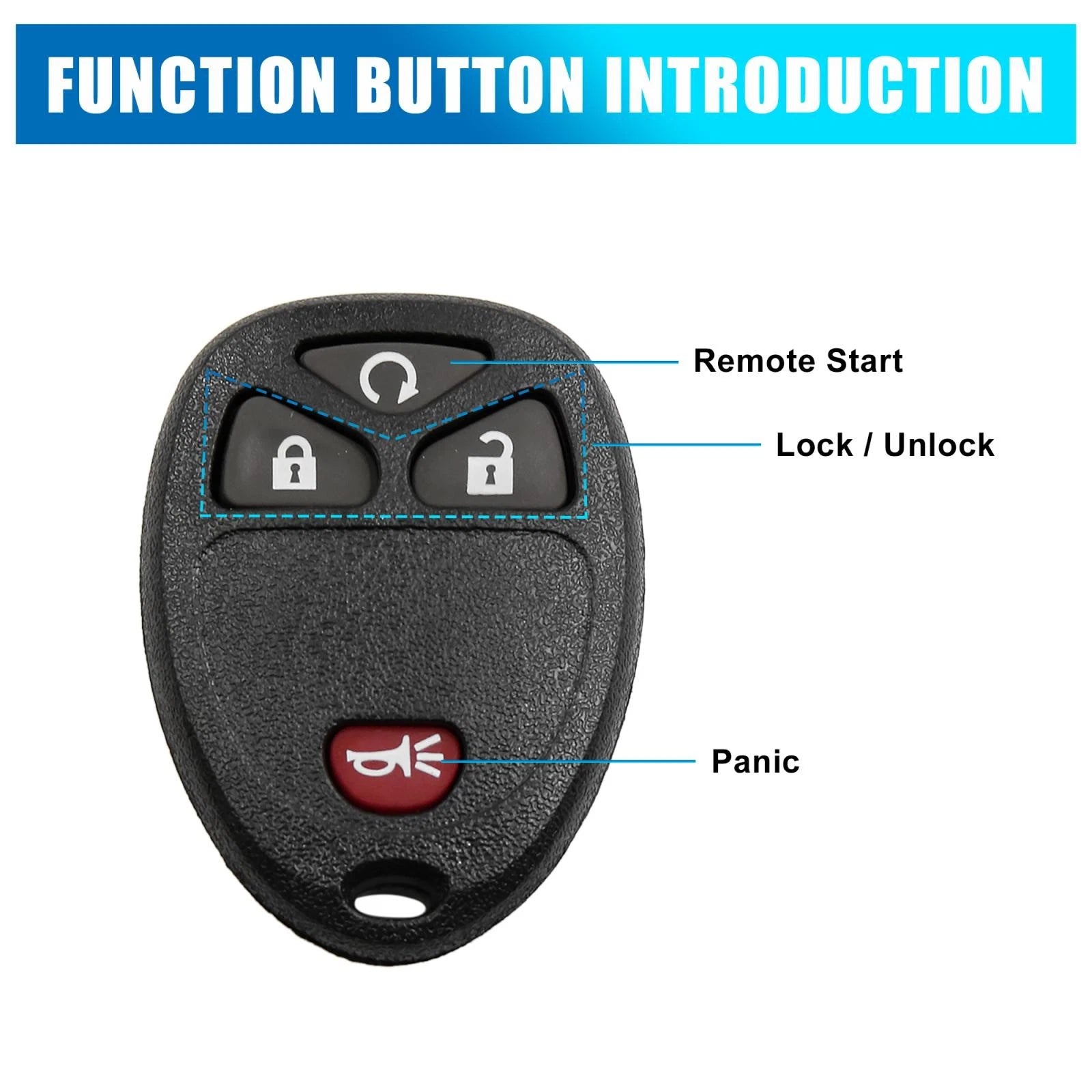 Key Fob Shell Case KOBGT04A for Chevrolet HHR (2006–2011) Black