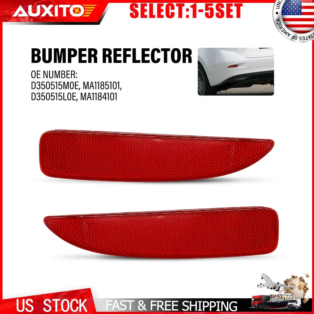 Set of 2 Red Rear Bumper Reflectors for Mazda 5 (2006–2017)