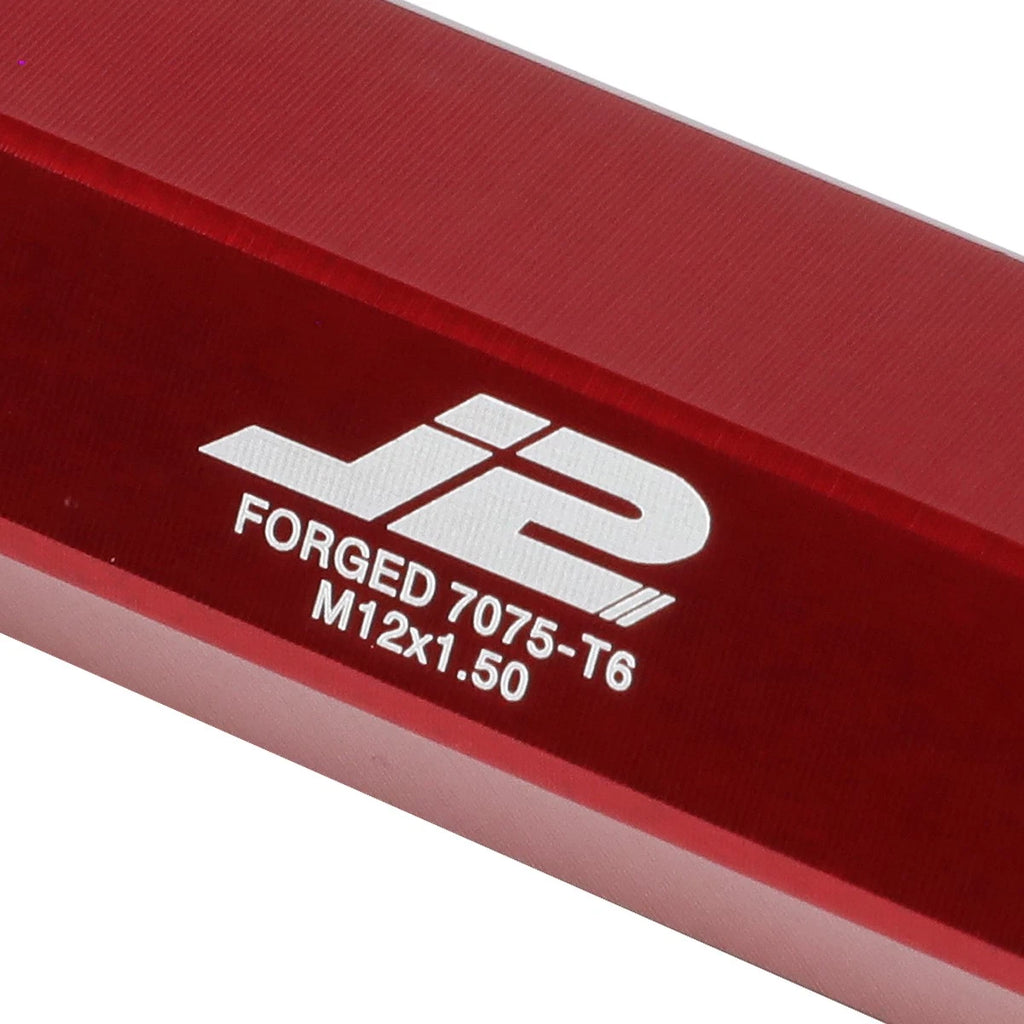 Set of 20 J2 7075 Forged Aluminum M12x1.5 Open-End Lug Nuts w/Adapter Red