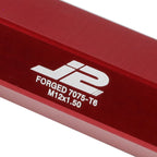 Set of 20 J2 7075 Forged Aluminum M12x1.5 Open-End Lug Nuts w/Adapter Red