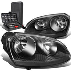 Headlight Lamp Set for Volkswagen Jetta Mk5 (2005–2010) Black Housing Clear
