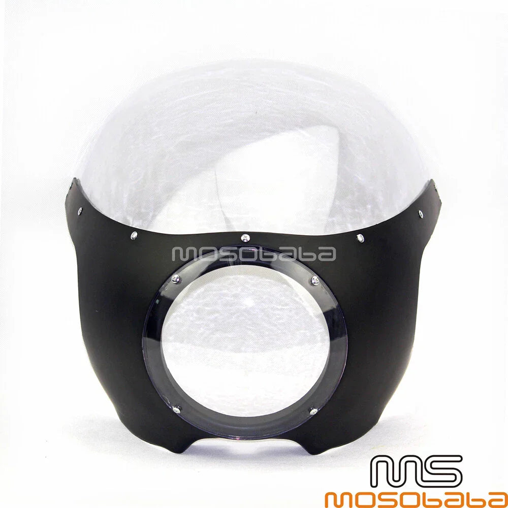 5 3/4" Retro Headlight Fairing w/Windshield for Harley Suzuki Kawasaki Honda