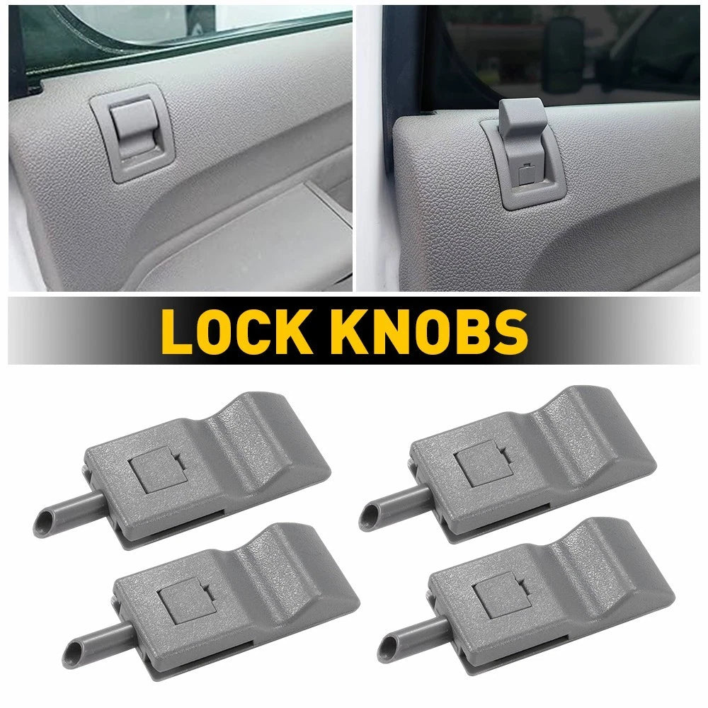 Set of 4 Lock Door Knobs Gray for Chevrolet Silverado 1500 2500 3500 (2007–2013)
