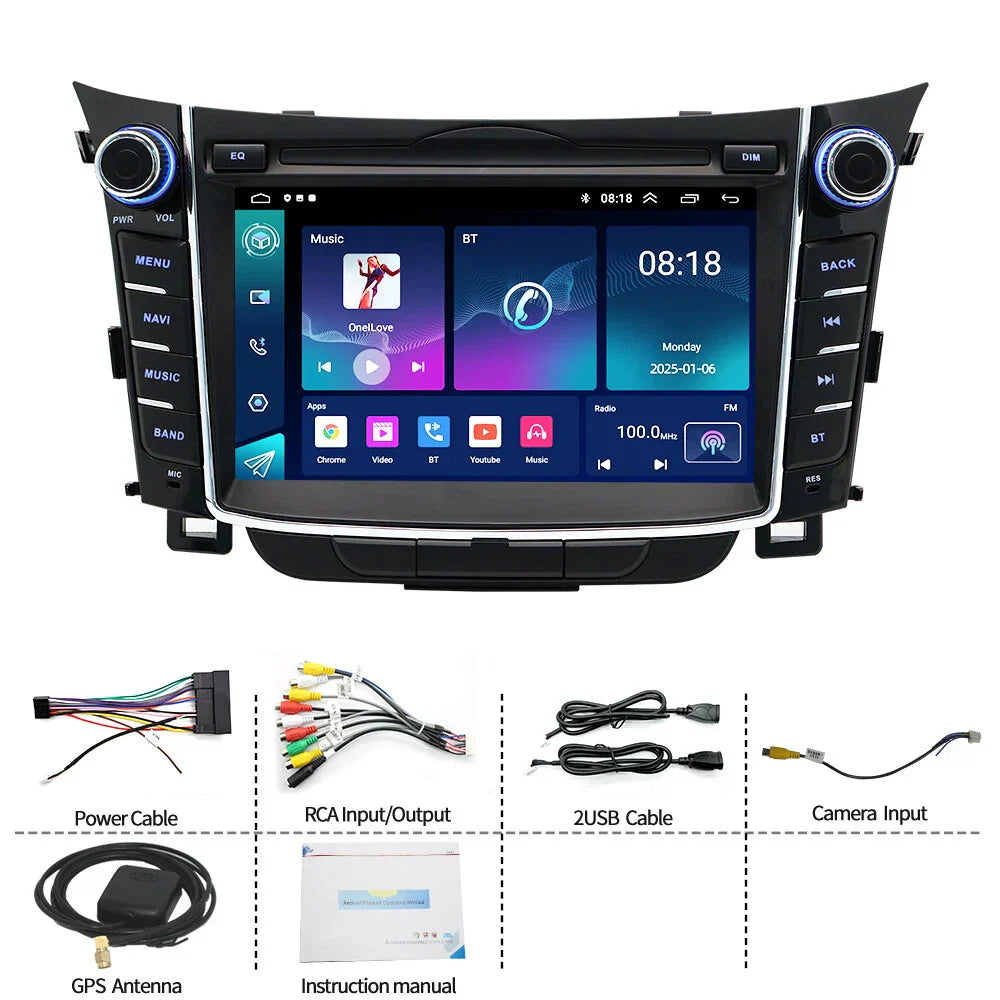 7" Stereo Radio GPS Navi Head Unit for Hyundai I30 Elantra GT (2011-2017)