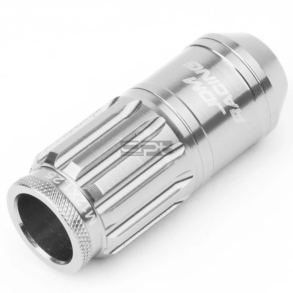 Open-End Aluminum Silver Lug Nuts + Adapter M12x1.25 for