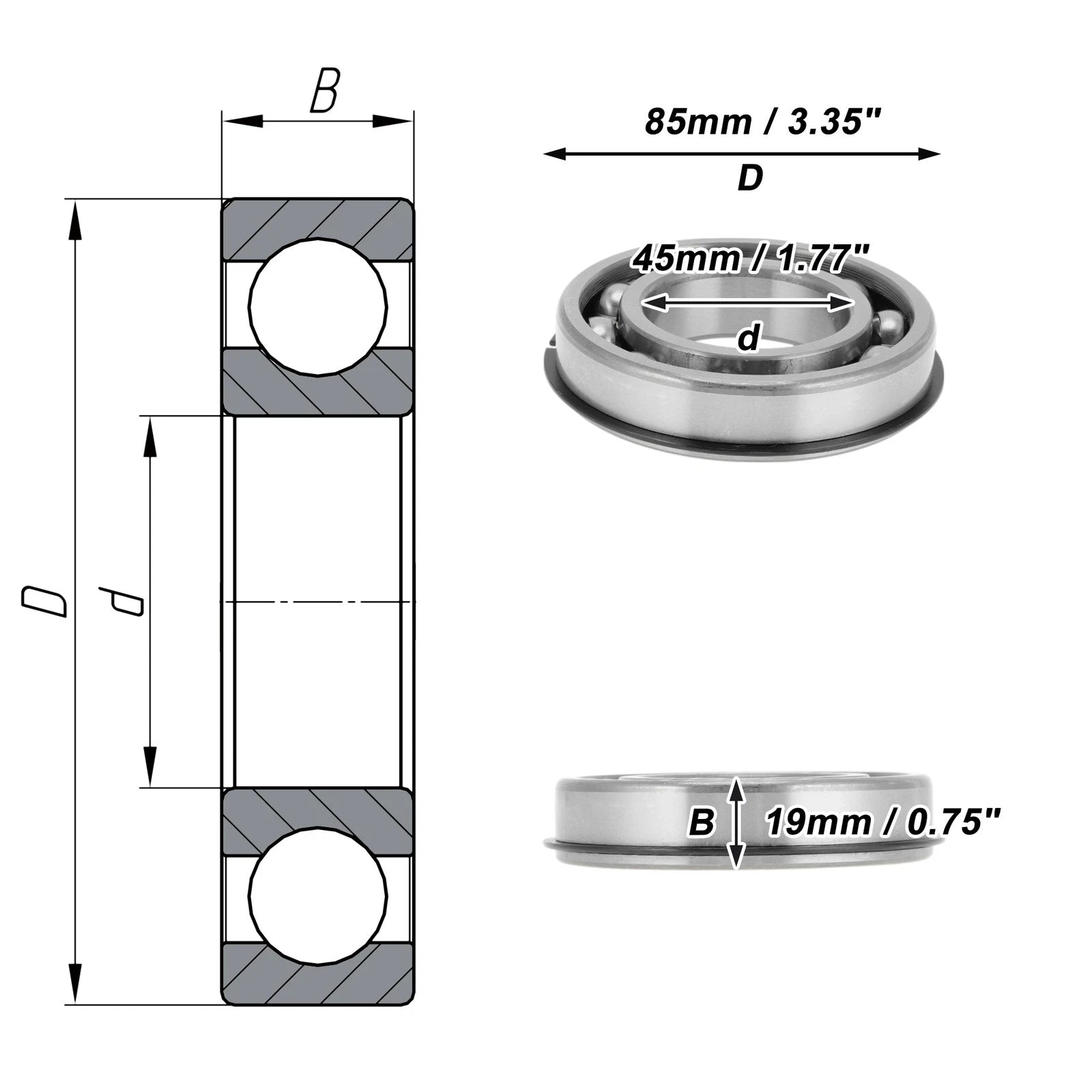 6209NR Deep Groove Ball Bearing for Scooter Skateboard Wheel (P5)