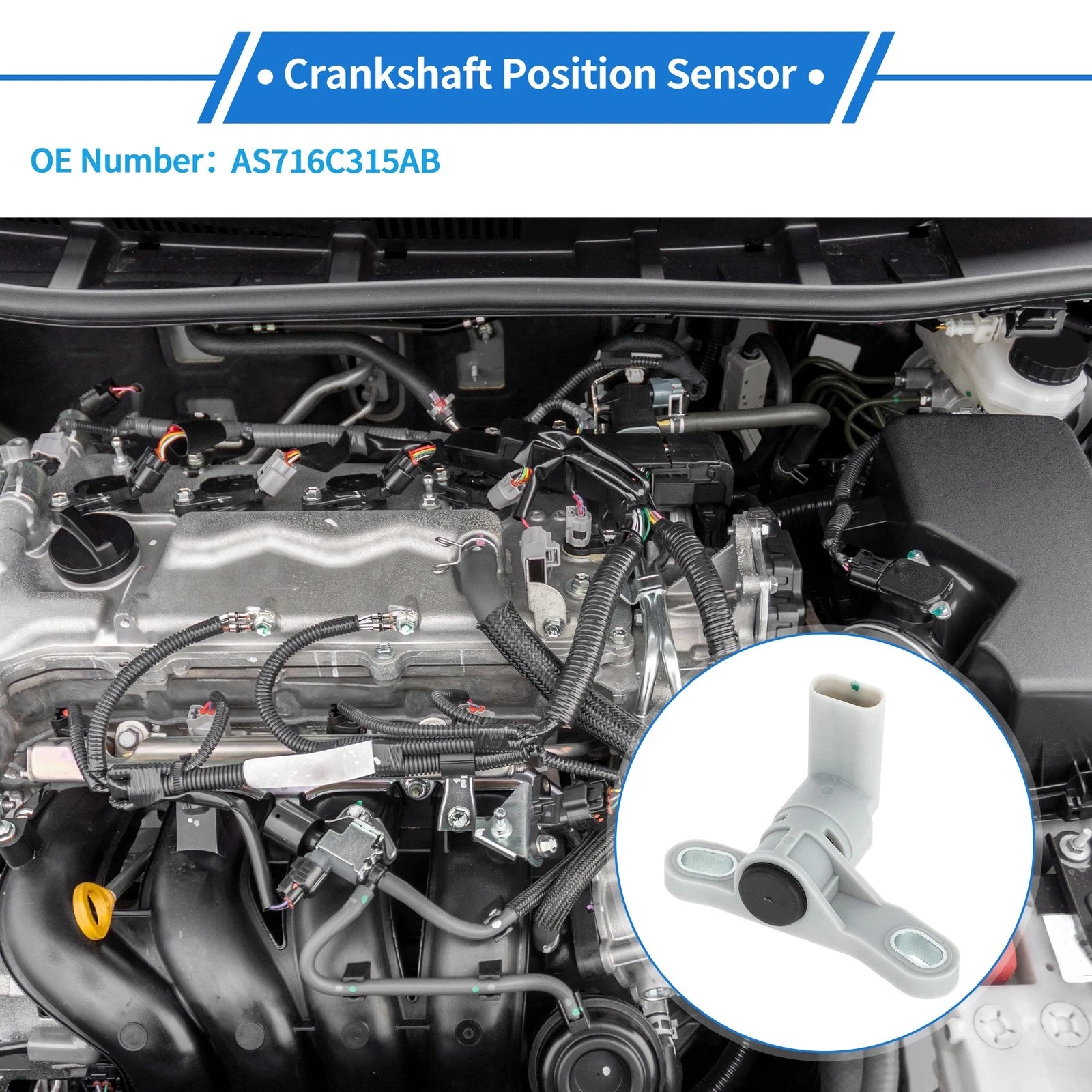Crankshaft Position Sensor for Ford Mondeo Mk5 2.0 (2012–2016) AS716C315AB