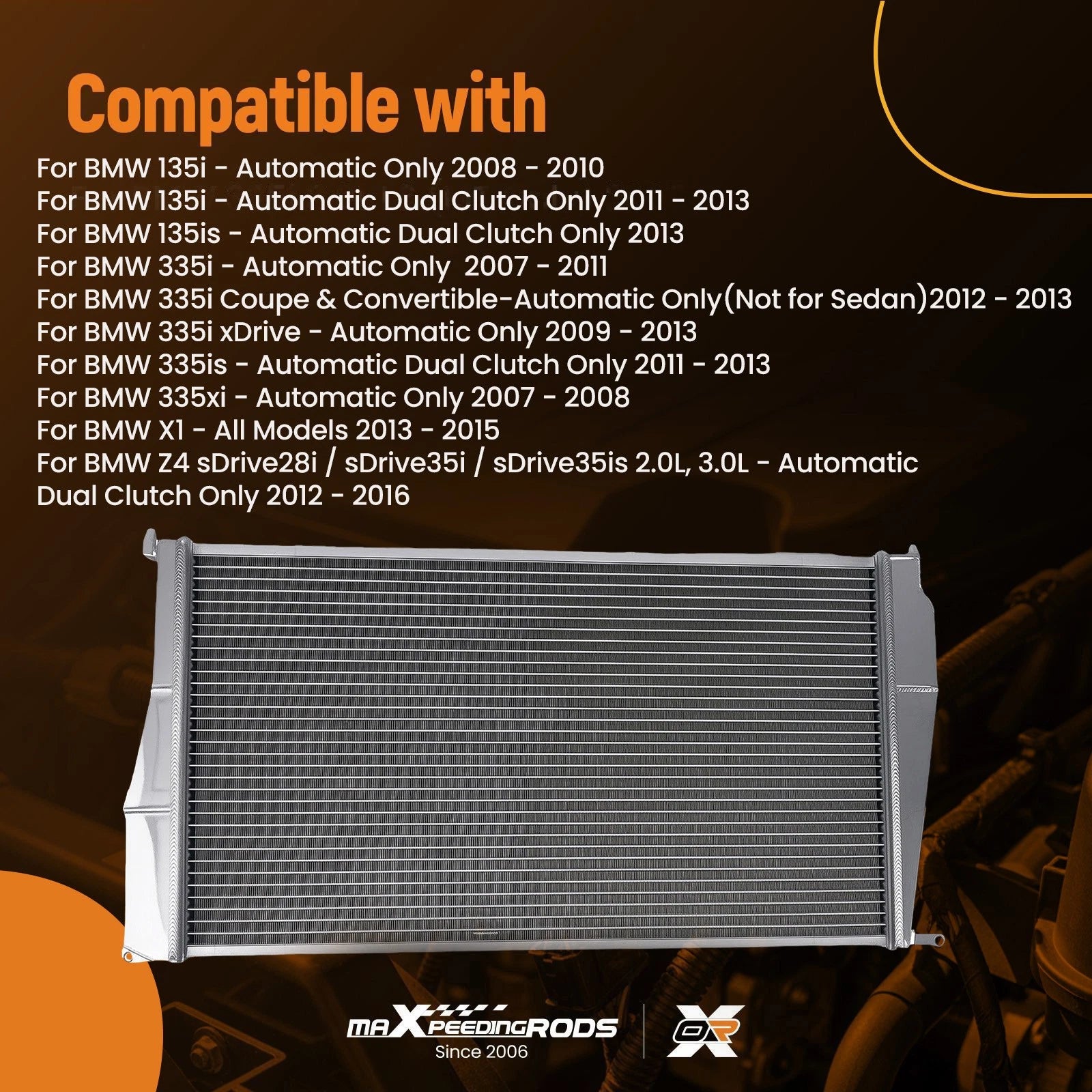 Cross Flow Aluminum Radiator for BMW 335i/Z4/135i 3.0L AT (2007–2011) 412941
