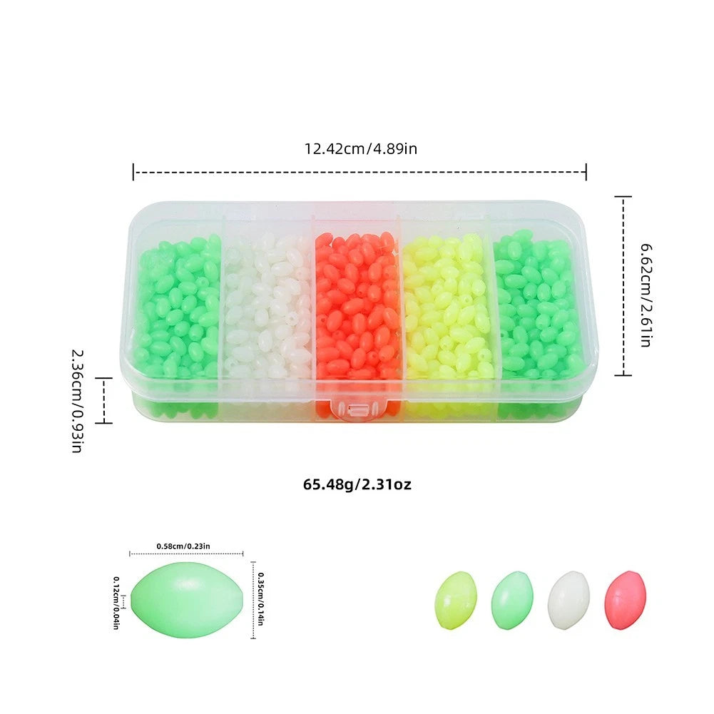 Set of 1000 Plastic Diamond Glow Beads for Bait Stopper Lure Rigging