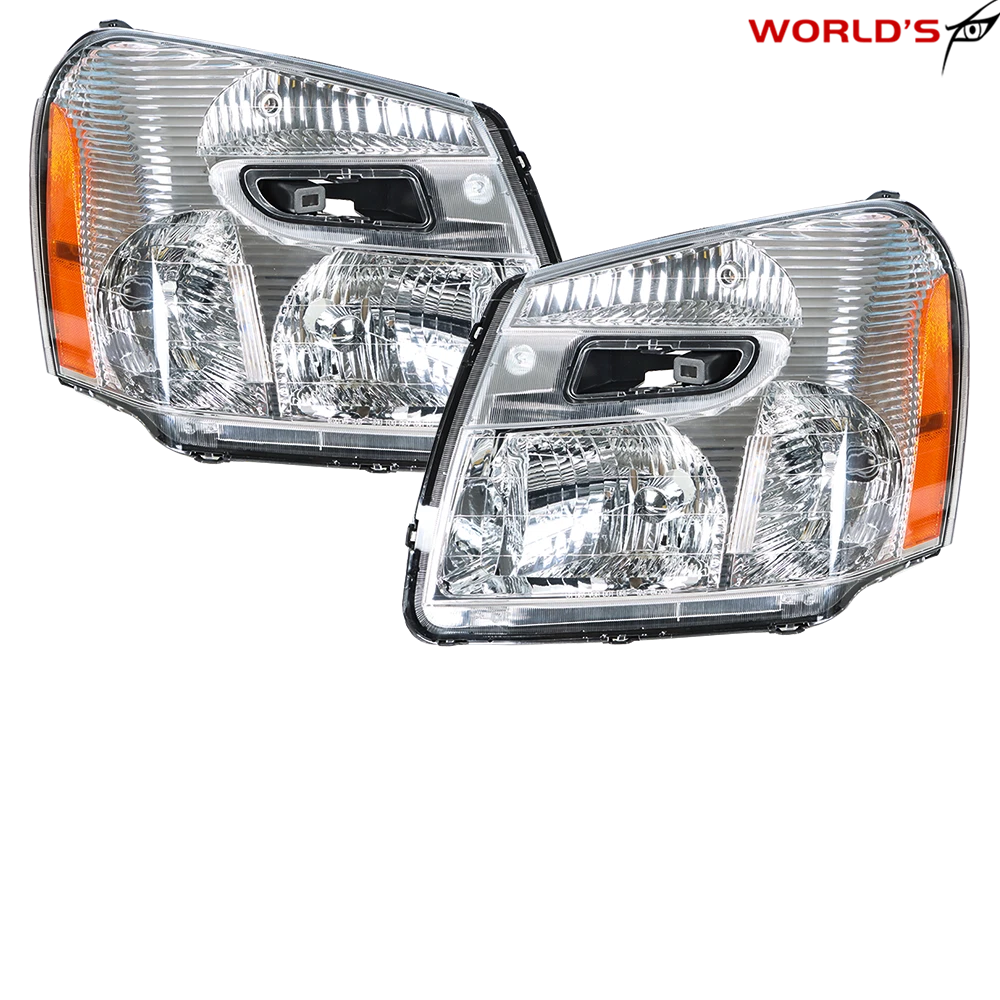 Set of 2 Headlight Replacement for Chevrolet Equinox (2005–2009) Chrome Clear