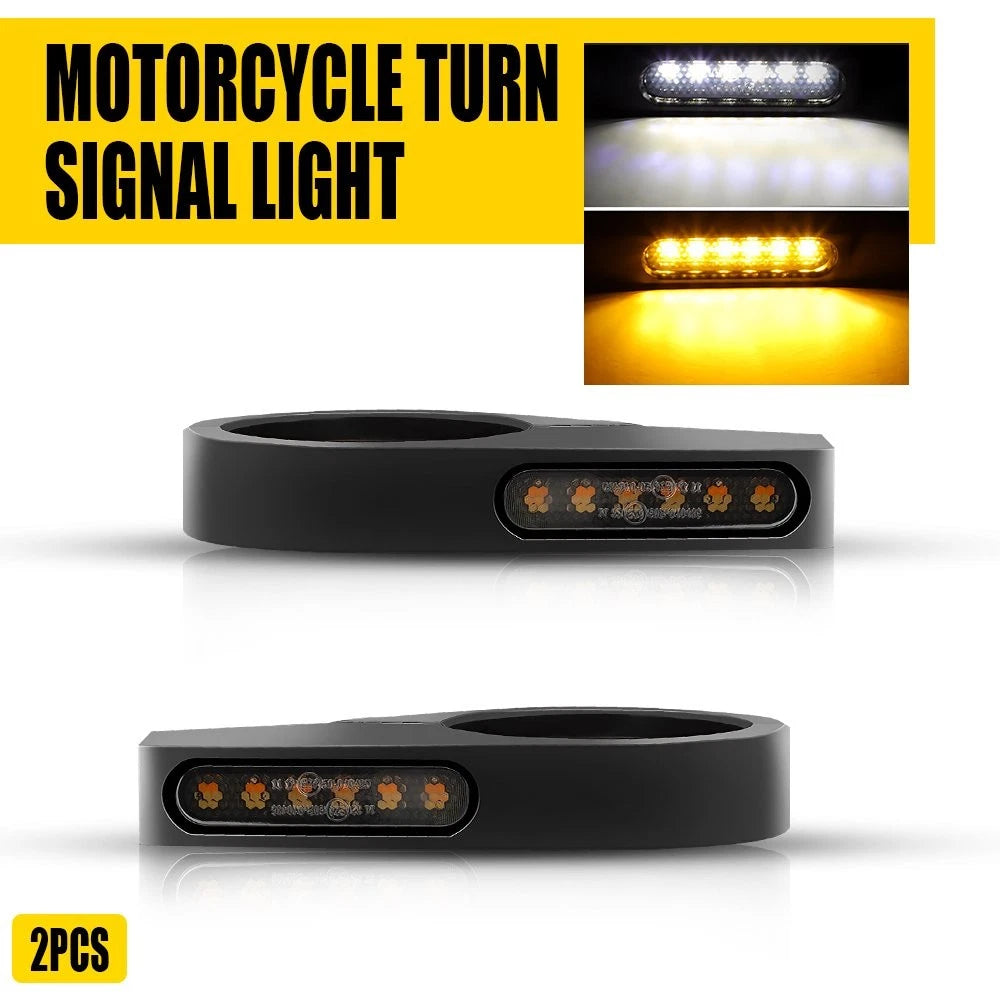 2X 39mm Fork Clamp LED Turn Signal Lights for Harley Motorcycle