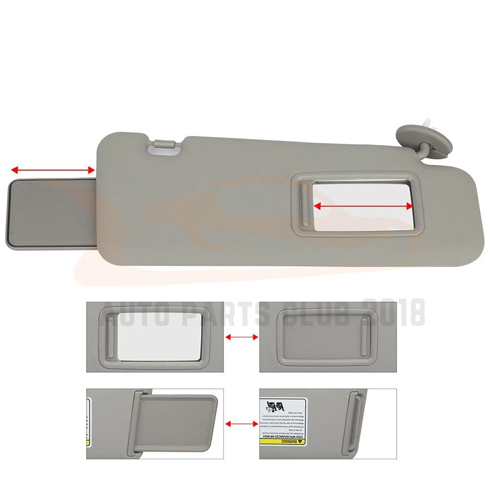 Right Passenger Side Gray Sun Visor for Toyota Highlander (2008-2013)