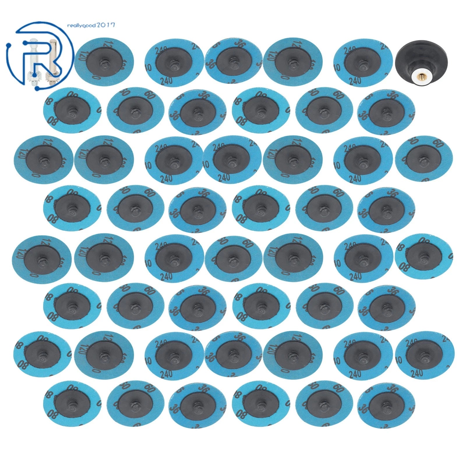 Set of 50 Sanding Discs for Quick Change (2 Inch, 36-240 Grit)