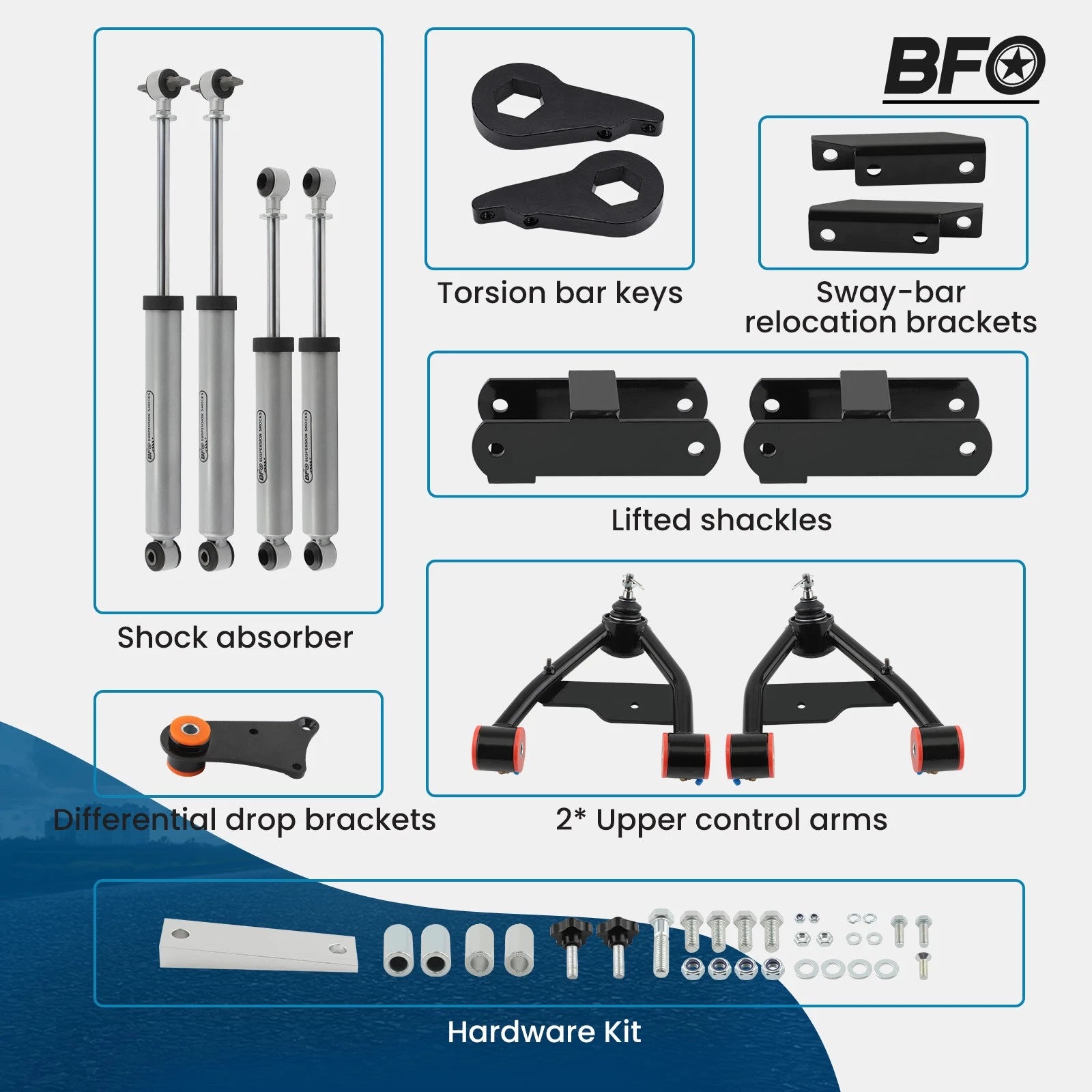2.5" Lift Kit for Chevy S10 Blazer Pickup 4WD (1982–2005)