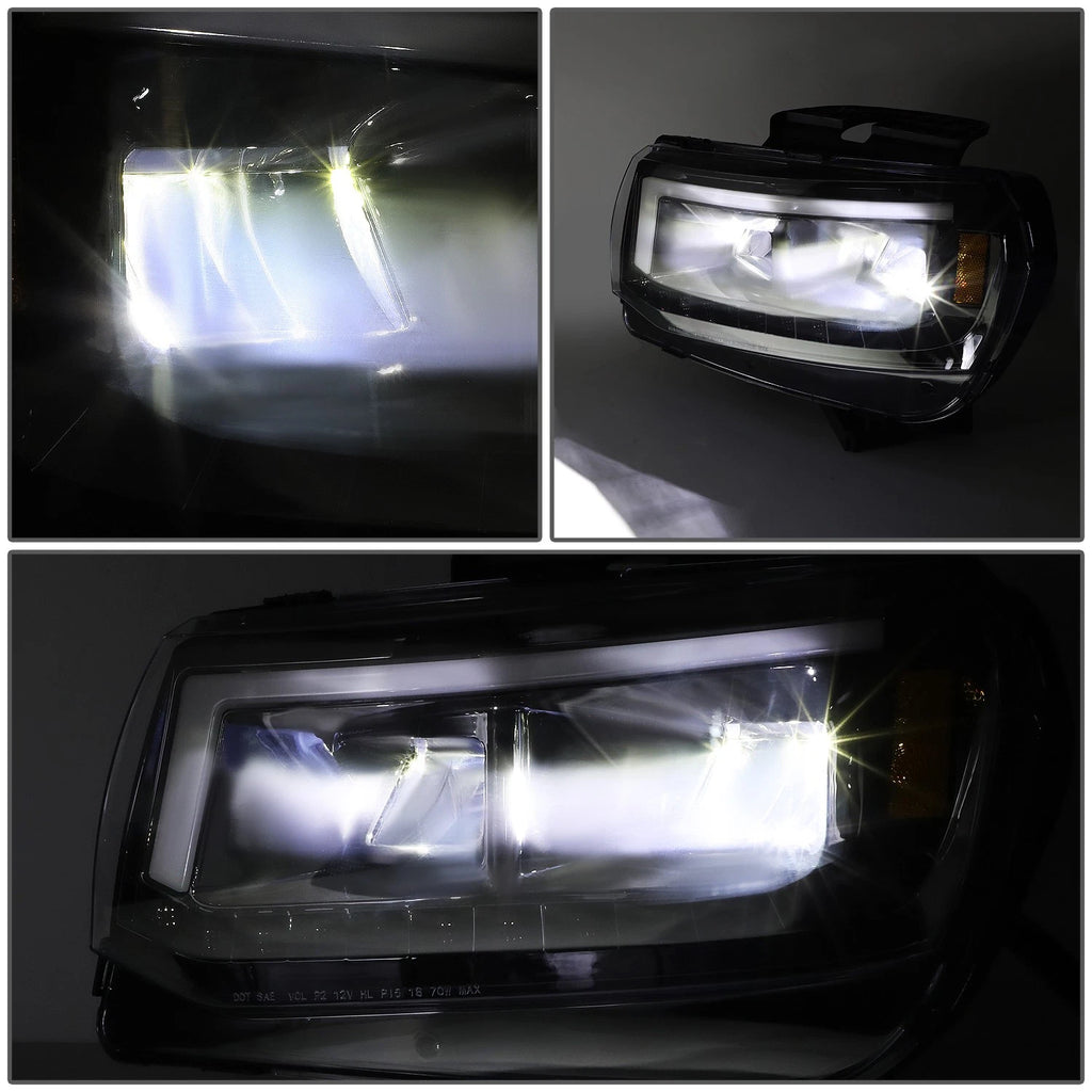 LED Headlight Lamps for Chevy Camaro (2014–2015) - Black Housing, Sequential Signal