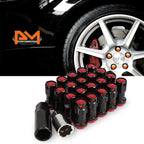 Set of 20 Black Cone Wheel Lug Nuts for JDM Vehicles (M12X1.5)