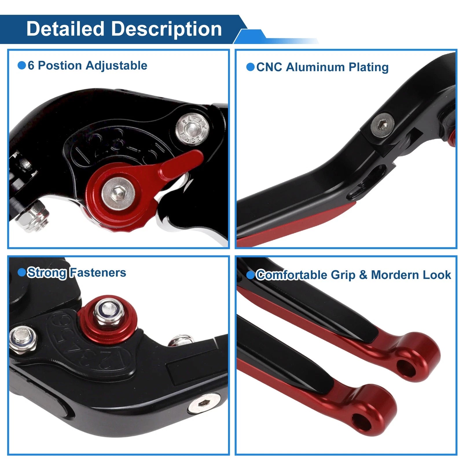 Adjustable Brake Clutch Lever for Honda Rebel 300 (2017–2022) Black Red