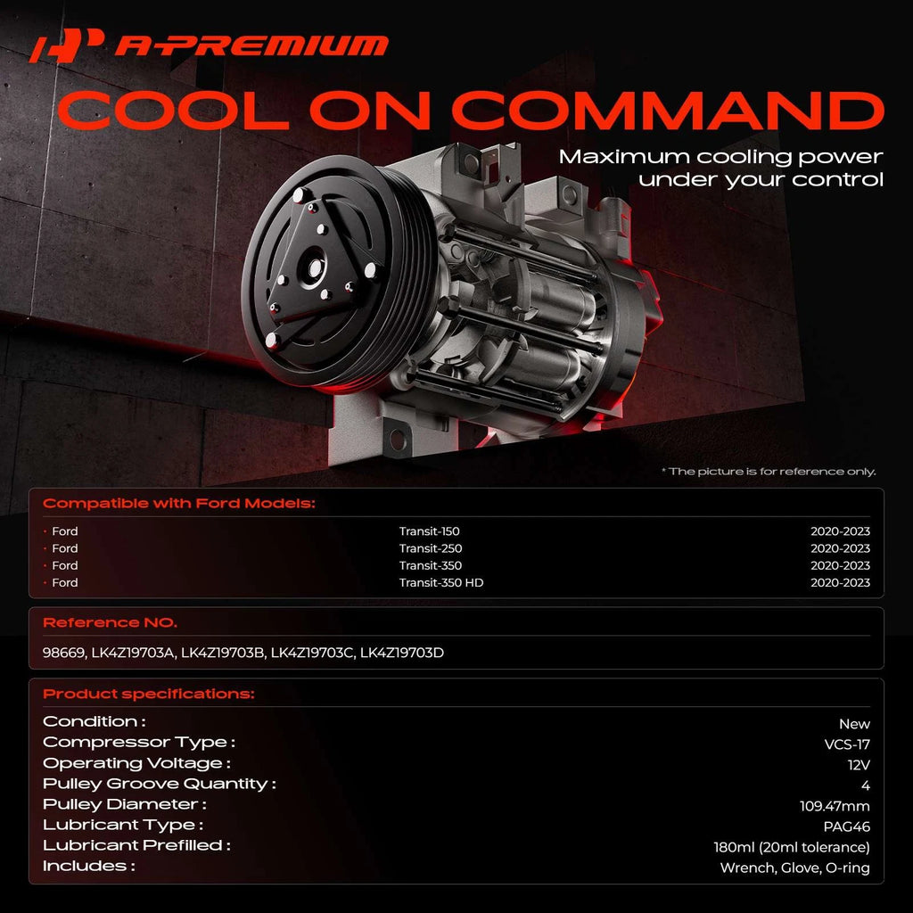 A/C Compressor with Clutch for Ford Transit-150 Transit-250 (2020-2024)