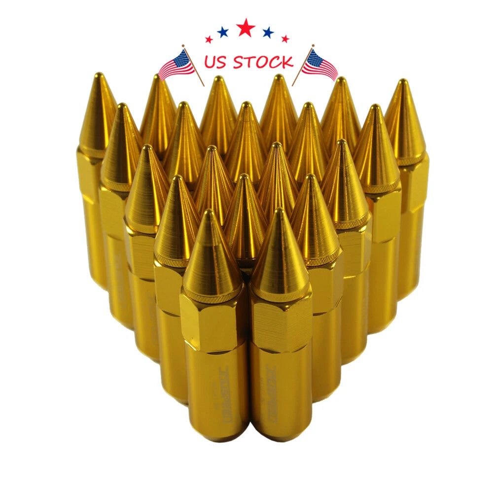 20PCS Gold Aluminum Spiked Extended Tuner Lug Nuts for Wheels M12X1.5