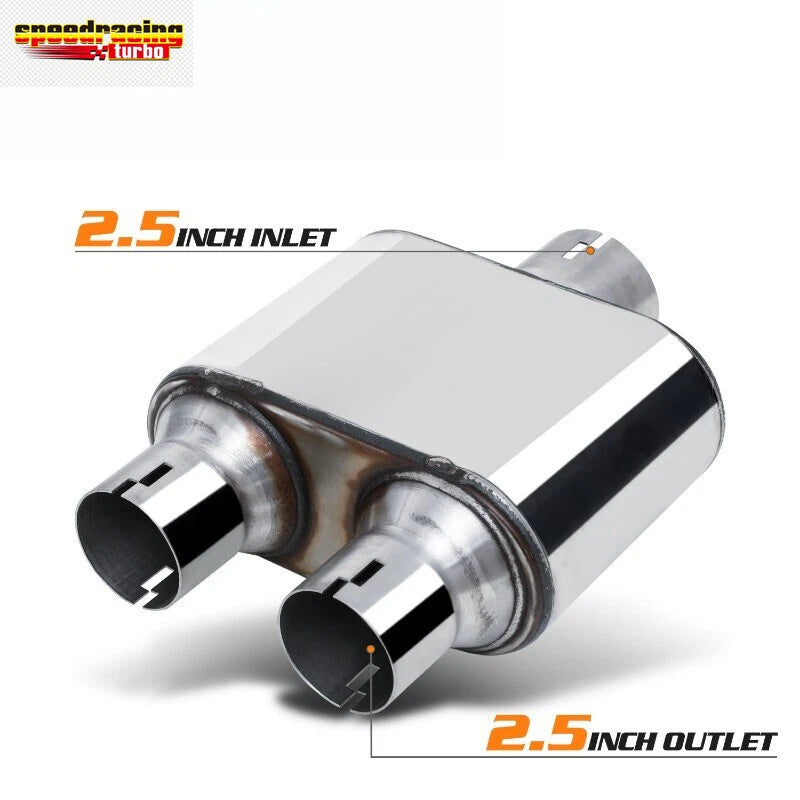 2.5" Center Inlet Dual Outlet Performance Exhaust Muffler for