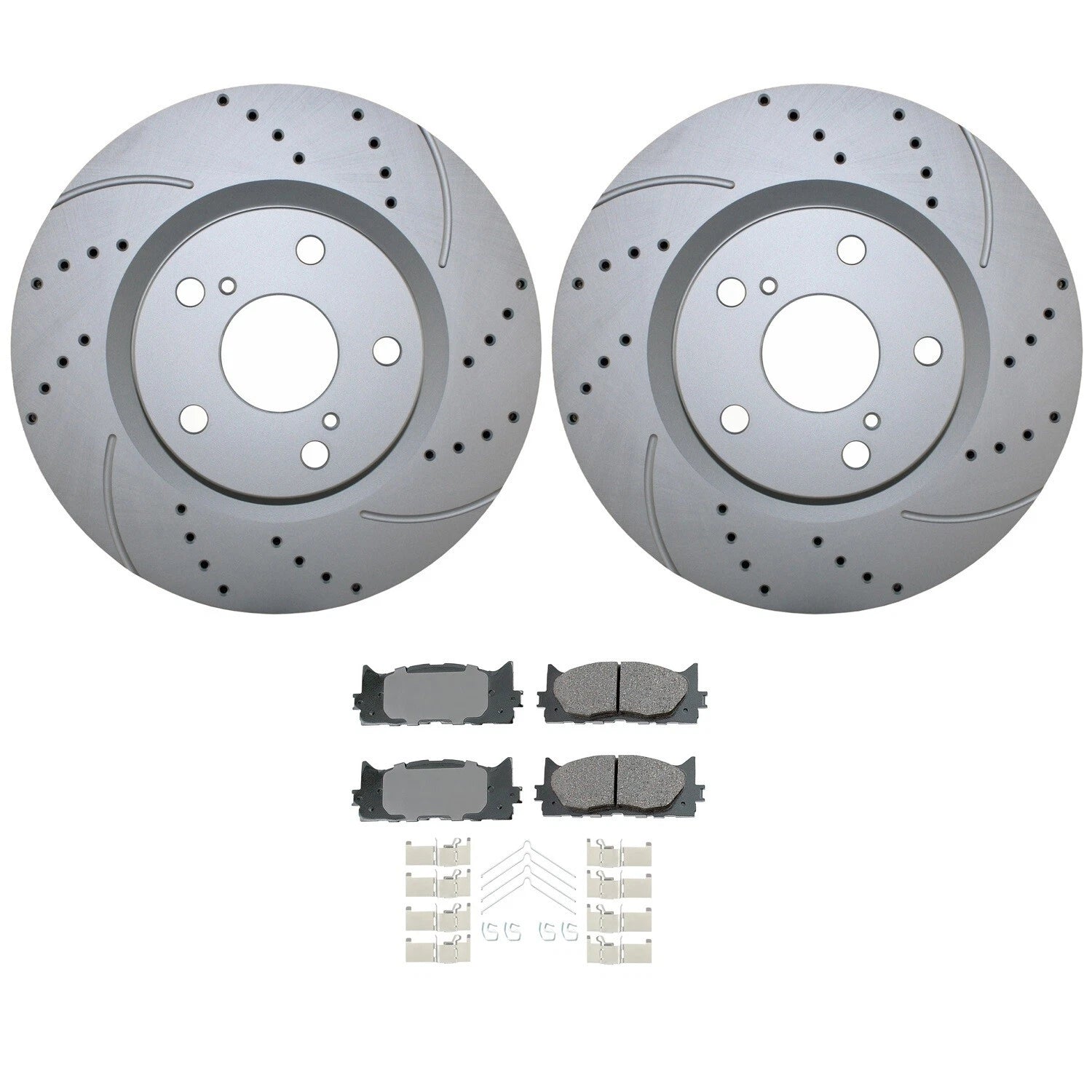 Front Brake Kit with 296mm Drilled Rotors & Akebono Pads for ES300h ES350 Avalon (2013–2023)