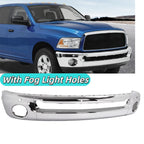 Chrome Front Bumper with Fog Light Hole for Ram 1500 2002–2008, Ram 2500/3500 2003–2009