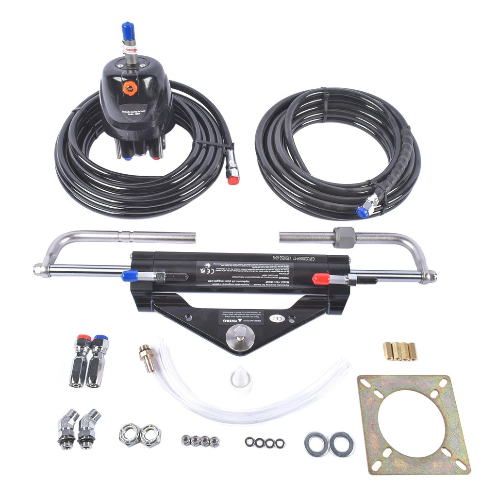 Hydraulic Outboard Steering System Kit for Single-Engine Boats (2x24FT Hose)