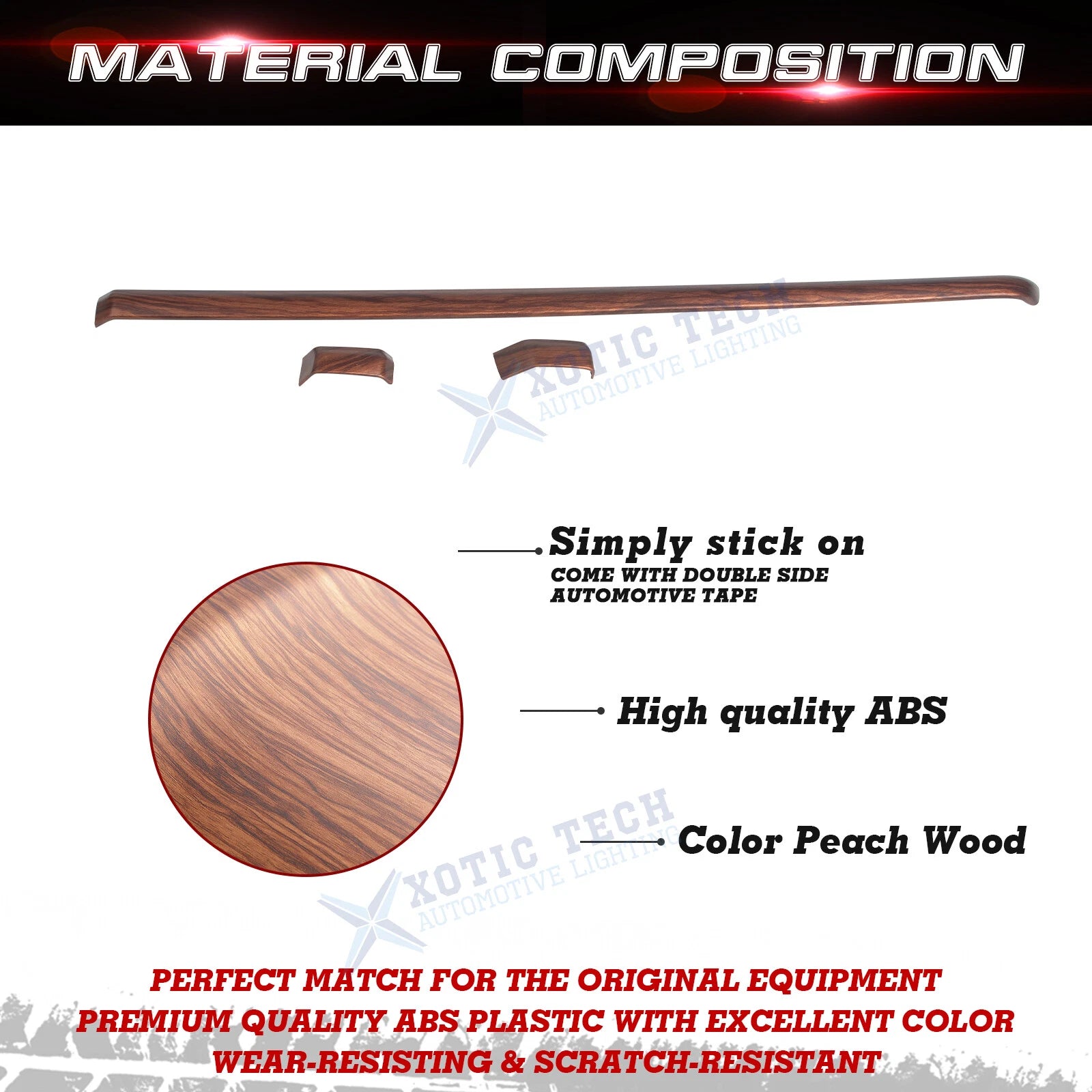 Peach Wood Grain Dashboard Panel Upper Stripe Cover for Honda CR-V (2017-2022)