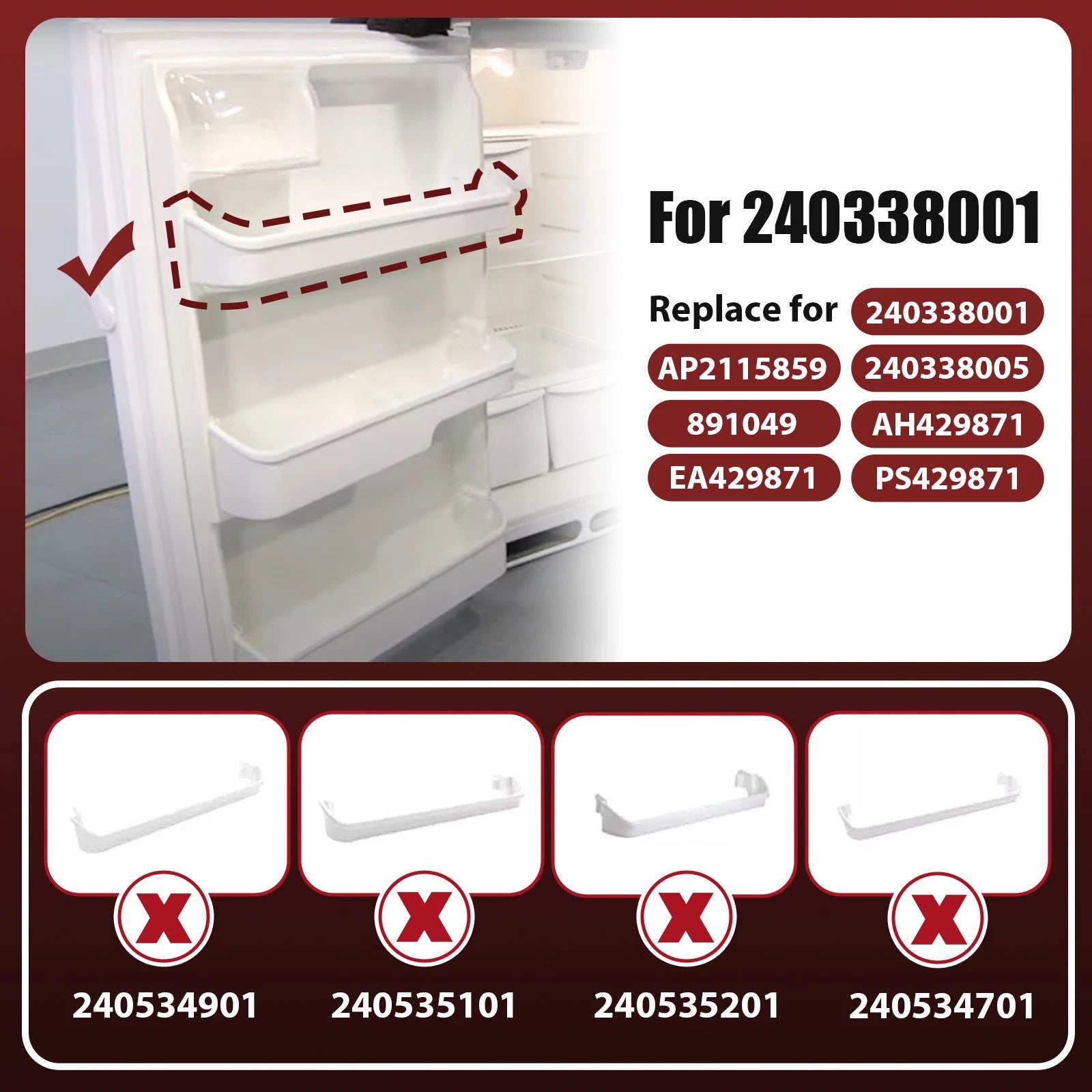 Door Bin Shelf for Frigidaire Kenmore Refrigerator (240338001)