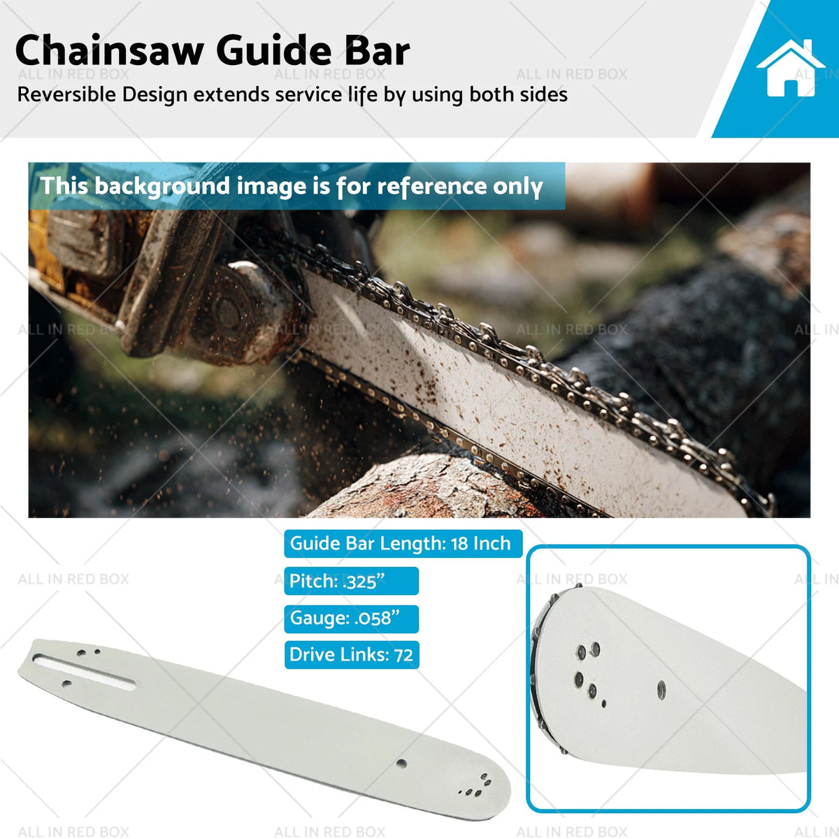 18 Inch .325 .058 72DL Chainsaw Guide Bar for Husqvarna Jonsered